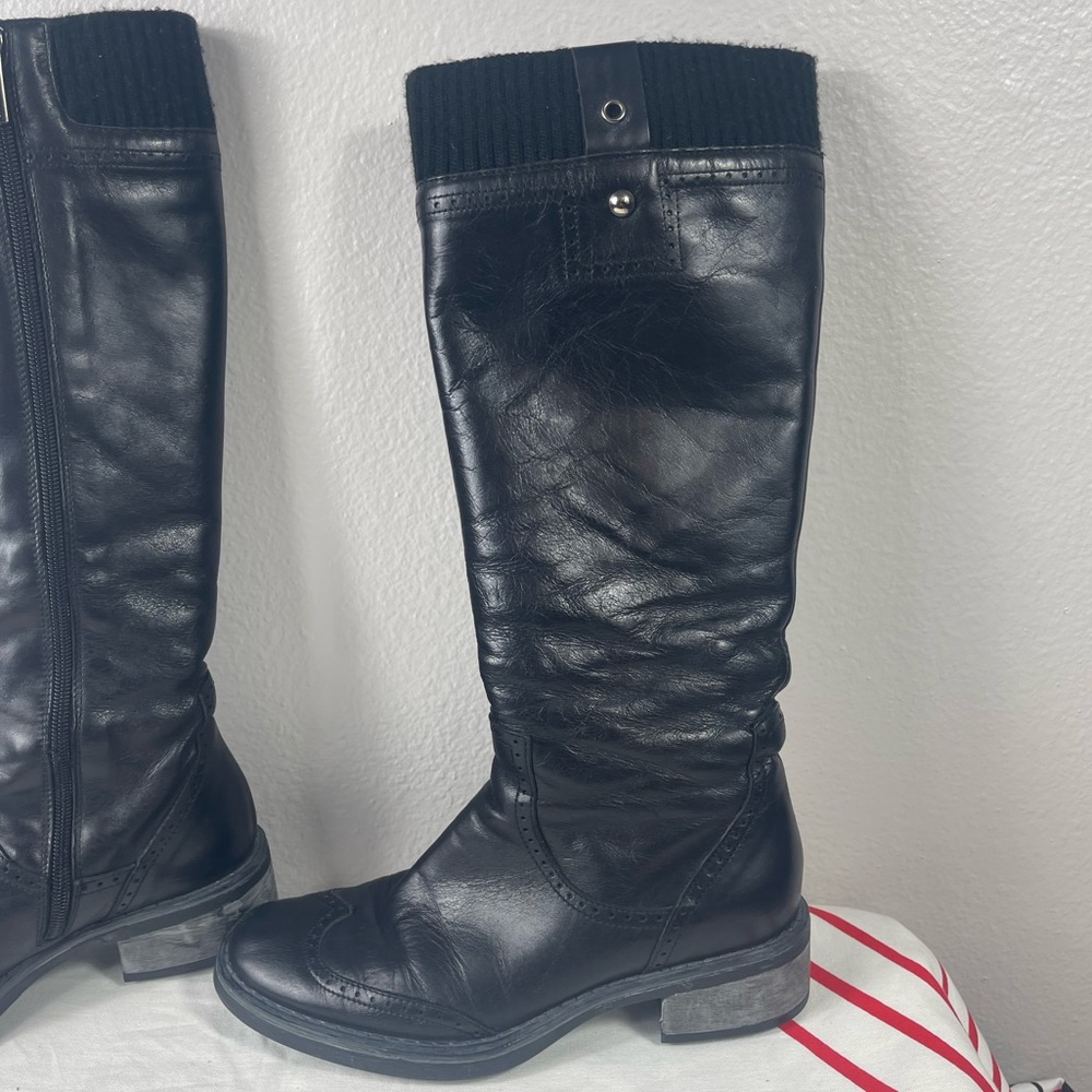 Aquatalia Black Leather Cloth Calf Boots - Picture 7 of 10